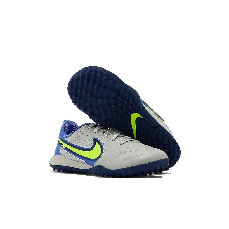 Nike Tiempo Legend 9 Slip Resistant Cushioning Abrasion Resistant Low Top Kids' Soccer Shoes Gray Blue Kids'-3