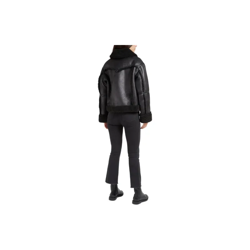 STAND STUDIO Oversized 'Lessie' Jacket In Black Eco Leather Jackets Coats Women's Black-3