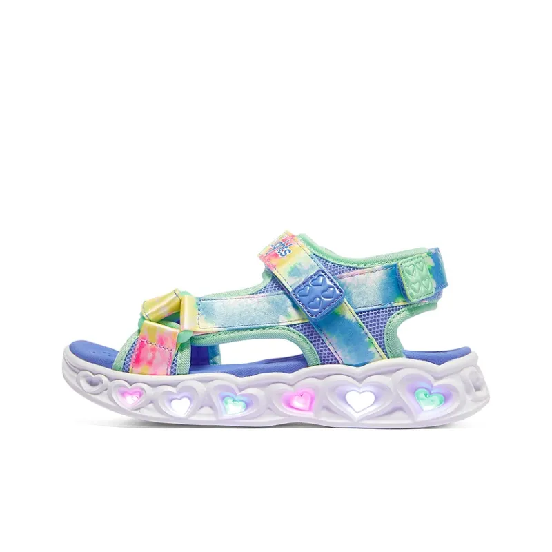 Skechers Heart Lights Sandals Anti Slip Wear Resistant Children's Sandals Blue Multicolor Teenagers-0