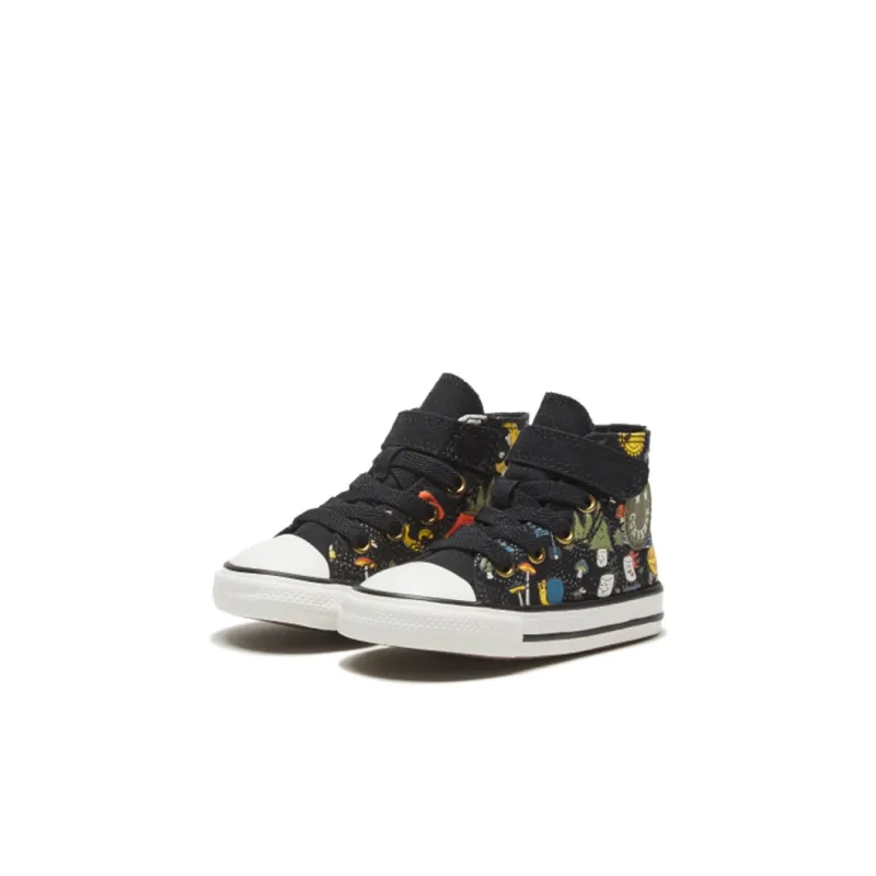 Converse Chuck Taylor All Star 1V Cartoon Print Anti-Slip Wear-Resistant High-Top Canvas Shoes Black Infant And Toddler-2