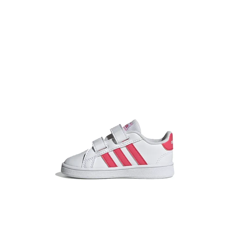 Adidas Neo GRAND COURT Low Top Skateboard Shoes White Pink Infant And Toddler-0