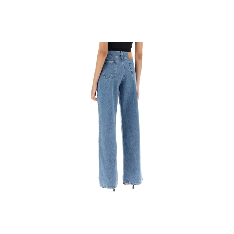 Magda Butrym Ultra Low Waist Wide Leg Denim Jeans-2