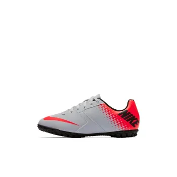 Nike Bomba Slip Resistant Cushioning Wear Resistant Low Top Kids' Soccer Shoes Gray Red Kids'