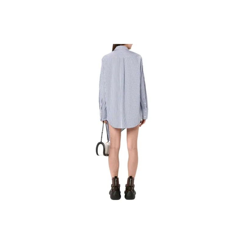 JW Anderson Striped Long Sleeved Asymmetric Draped Shirt-1