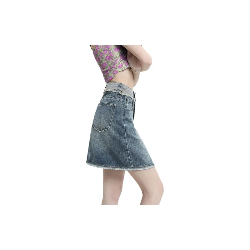 Weixi Denim Short Skirts Women's Blue-5