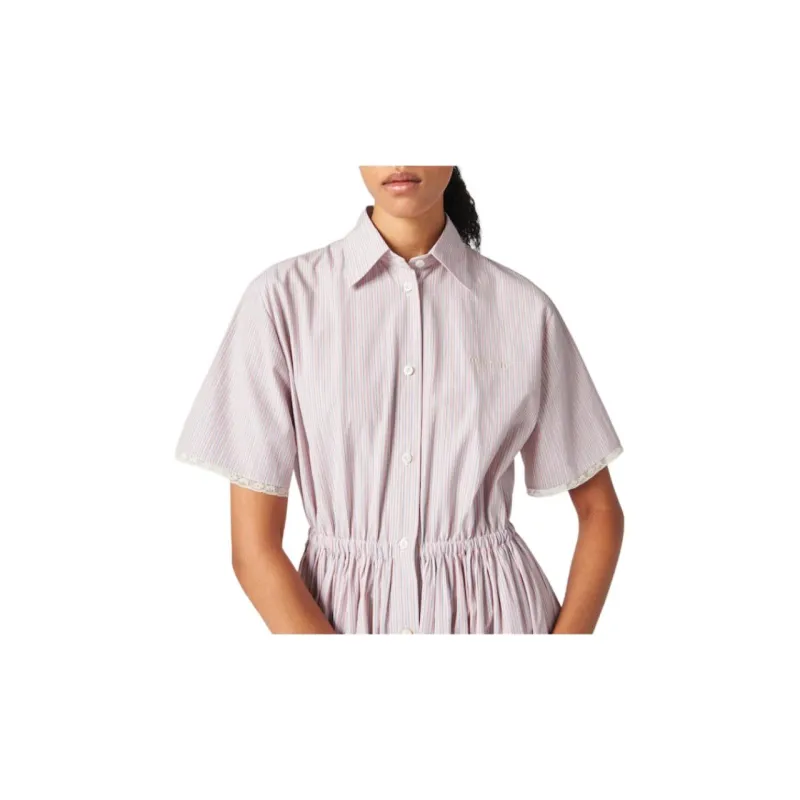 MIU MIU Short Sleeved Dress Women's Pink-1