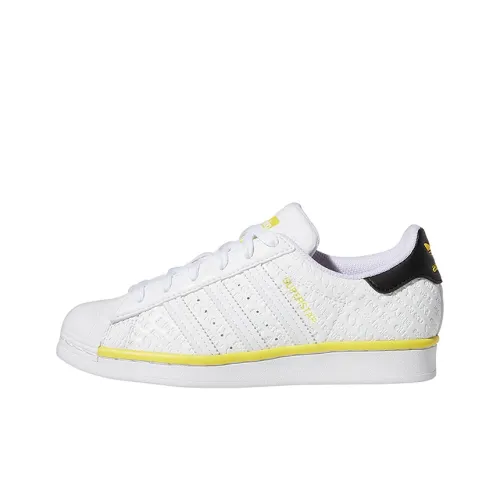 Adidas Originals Superstar Series Anti Slip Wear Resistant Low Top Kids' Skateboarding Shoes White Teenagers