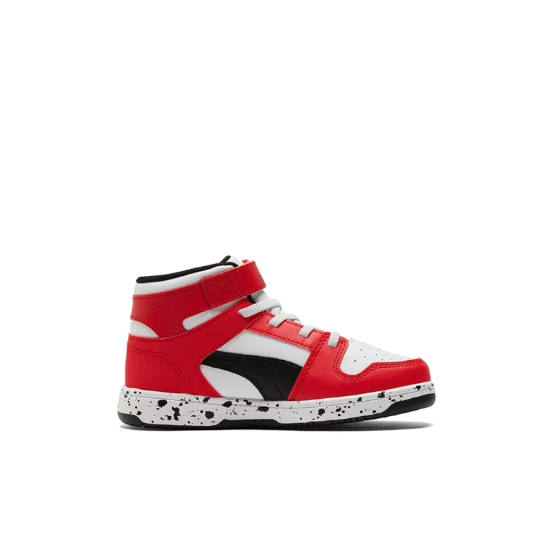 Puma Rebound LayUp Speckle Big Kid 'White High Risk Red'-1
