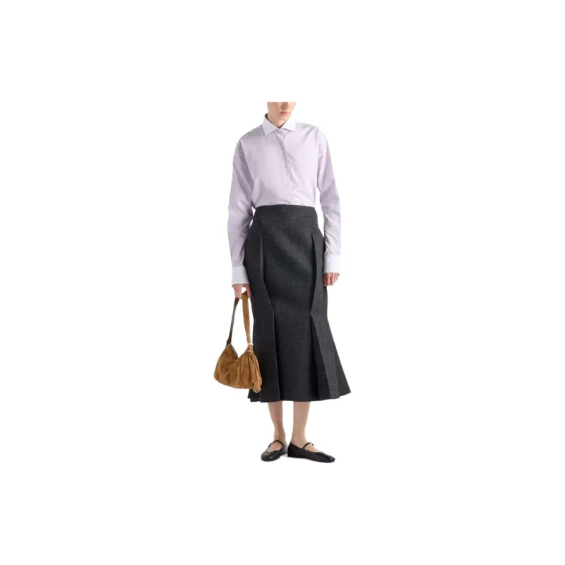 PRADA Contrasting Cuffs Poplin Shirt-1