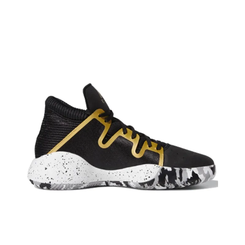 Adidas PRO Vision J Mid Top Basketball Shoes Black Gold Teenagers-1