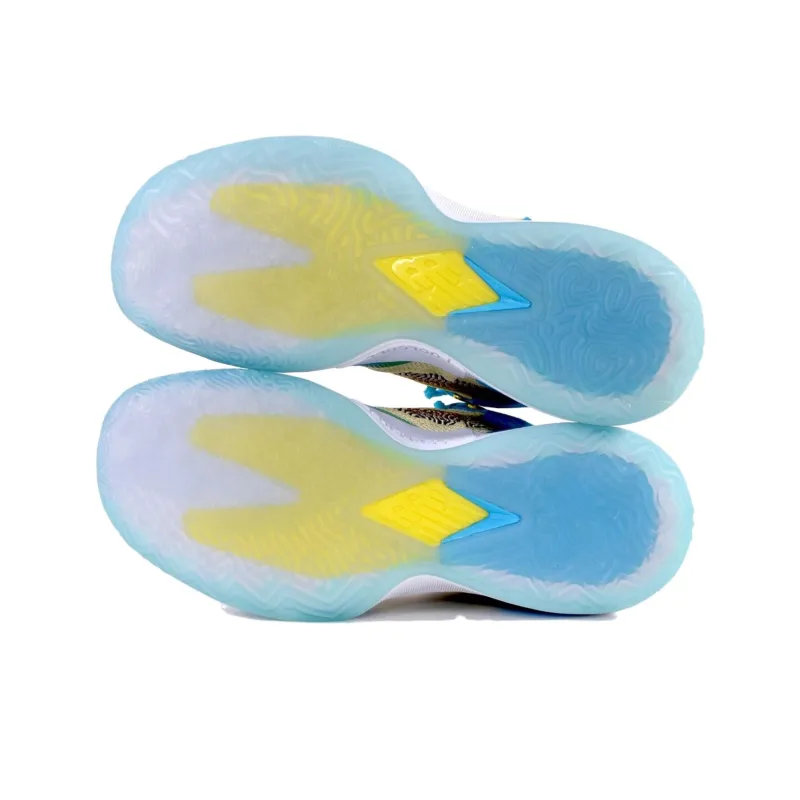 New Balance Kawhi 1 Slip Resistant Mid Top Children's Basketball Shoes Blue Yellow Teenagers-5