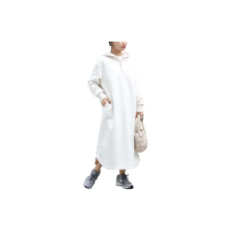 Beams Long Sleeved Dress Women's White-1
