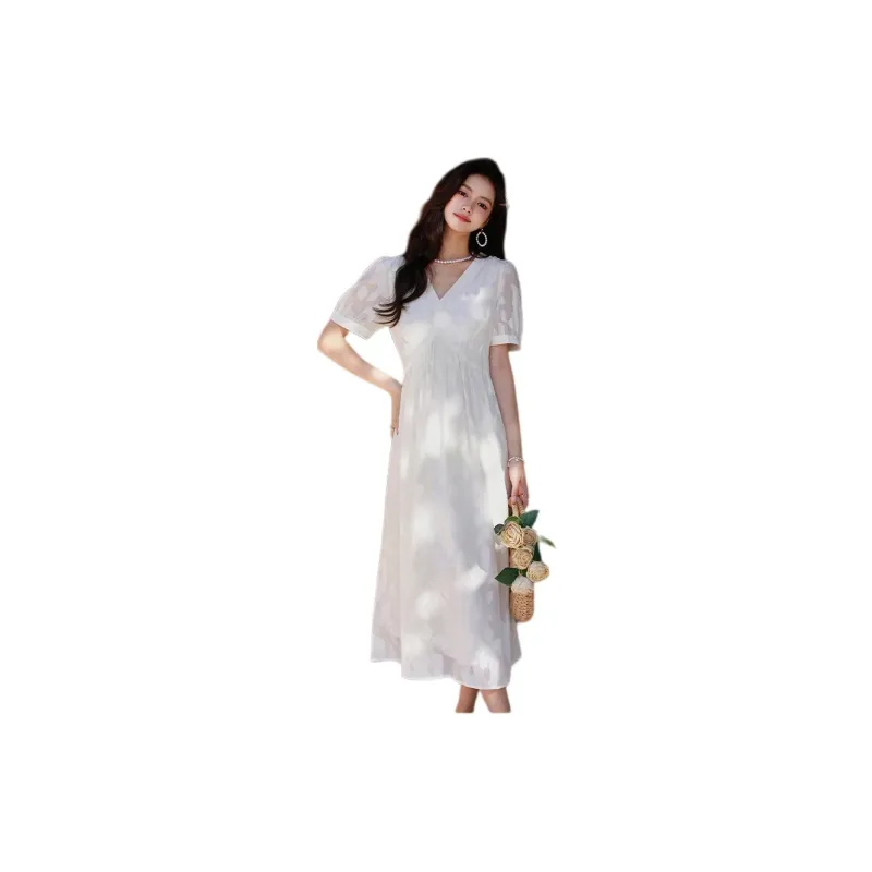 ETSE Short Sleeved Dress Women's White-1