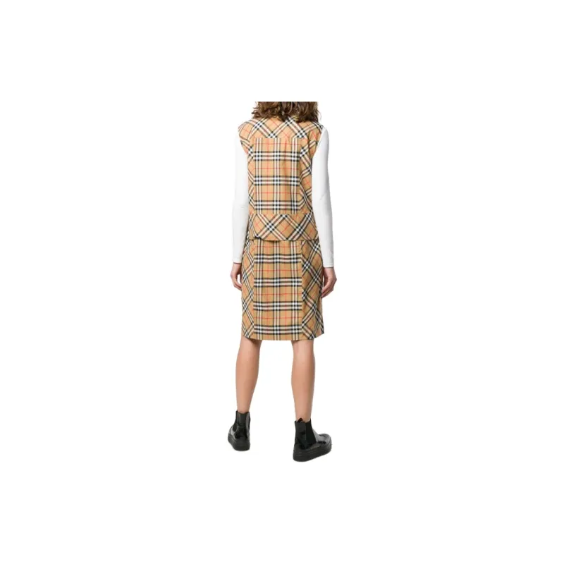 Burberry Sleeveless Dress Women's Brown-1