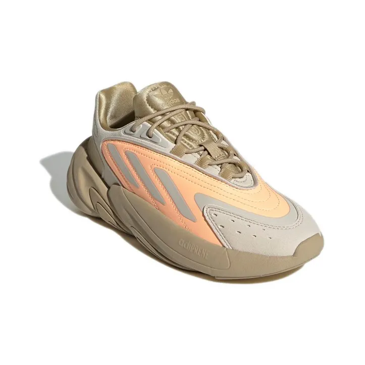 Adidas Originals Ozelia J Slip Resistant, Abrasion Resistant, Breathable Low Top Running Shoes Brown Orange Teenagers-2