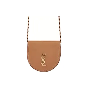 SAINT LAURENT Cow Leather Coin Purse Shoulder Bag Crossbody Bag Women's Brown Gold