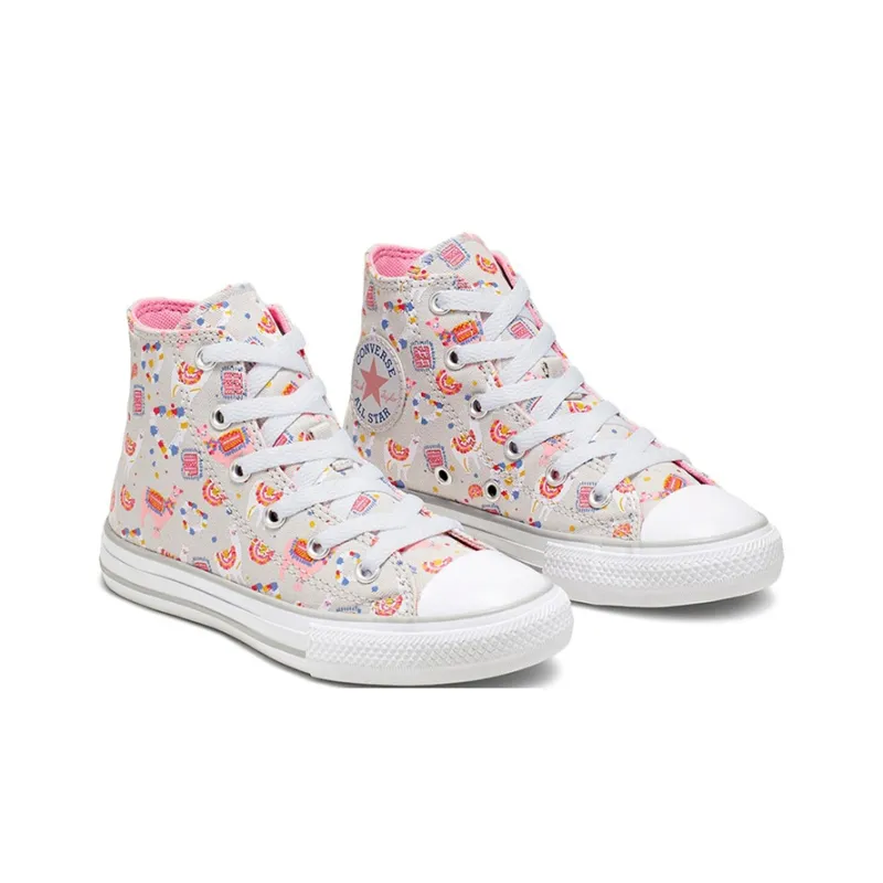 Converse Chuck Taylor All Star High Top Kids Canvas Shoes Gray Brown Graffiti Teenagers-2