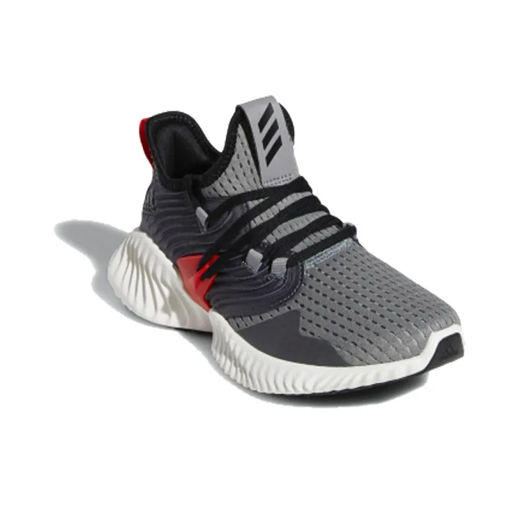 Adidas Alphabounce Instinct CC J Low Top Kids' Running Shoes Gray Red Teenagers-1