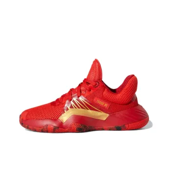 Adidas D.O.N. Issue #1 J Slip Resistant And Breathable Low Top Performance Basketball Shoes Red Gold Teenagers