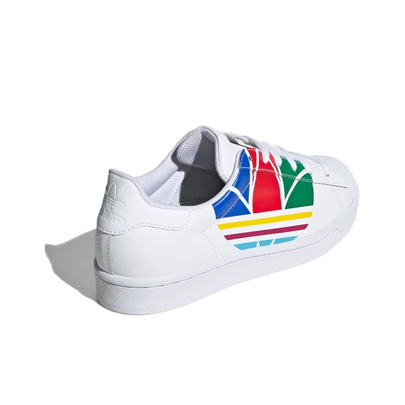 Adidas Originals Pure J Abrasion Resistant Low Top Kids' Skateboarding Shoes White Multicolor Teenagers-3