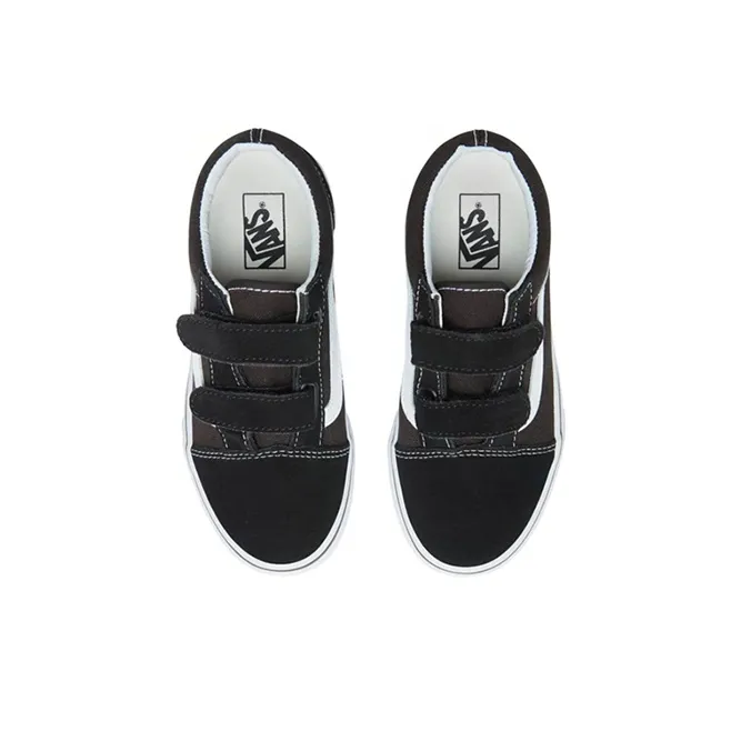 Vans Low Top Skateboard Shoes Black White Children Aged 3 7 Years Old-3