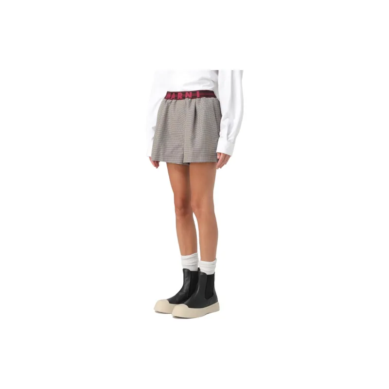 MARNI Logo Band Houndstooth Patterned Shorts-4