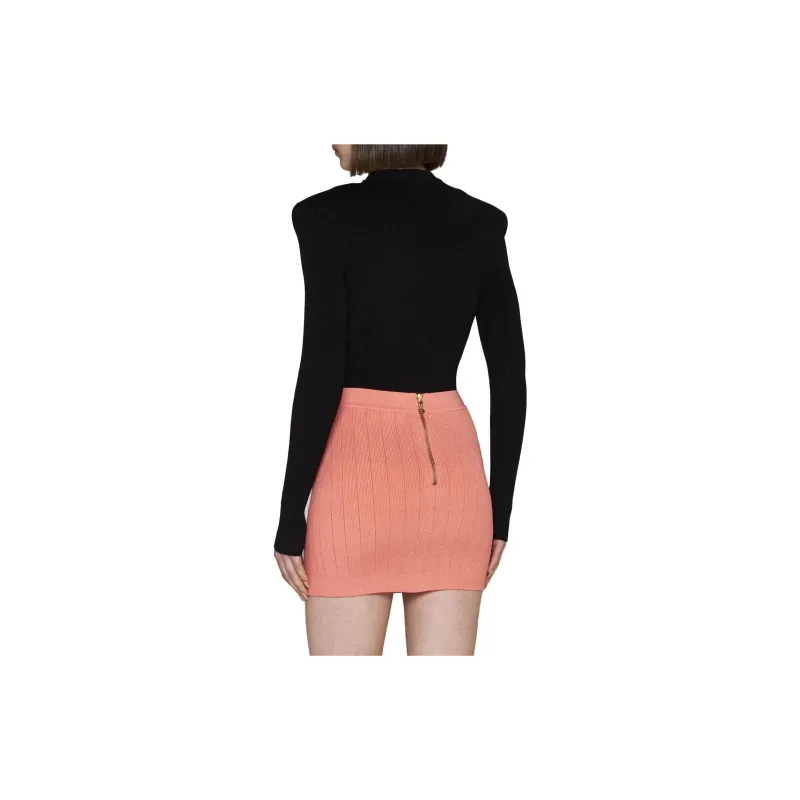BALMAIN Buttoned Knitted Midi Skirt-3