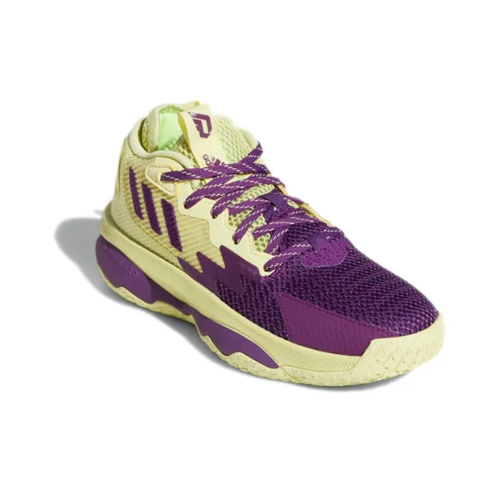 Adidas D Lillard 8 J Lillard Anti Slip Wear Resistant Low Top Performance Basketball Shoes Purple Teenagers-2