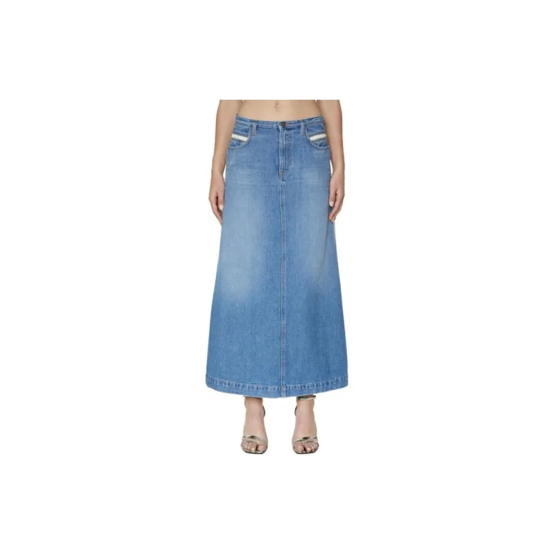 DIESEL Denim Long Skirts Women's Blue-2