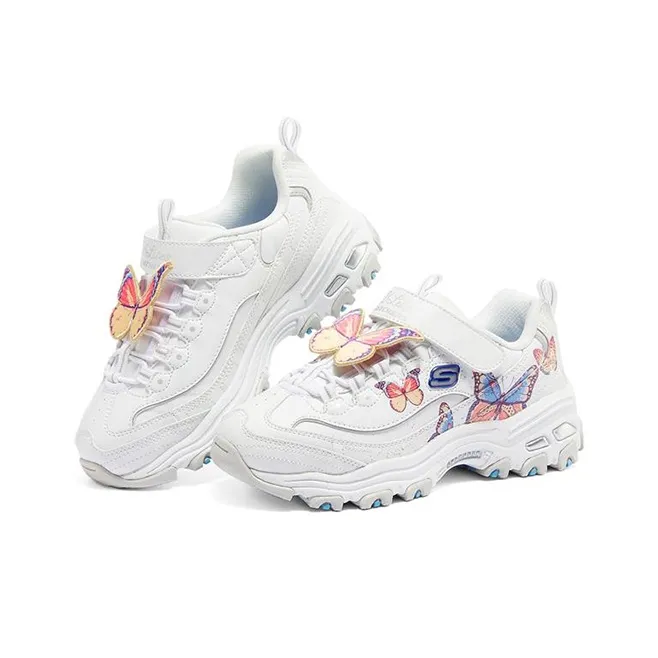 Skechers Breathable And Wear resistant Low Top Kids Lifestyle Shoes White Multicolor Teenagers-2