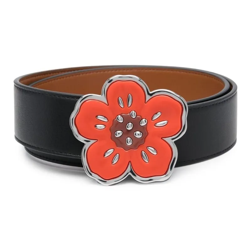 KENZO Leather Leather Belts Men's Black/Brown Width: 4cm-3