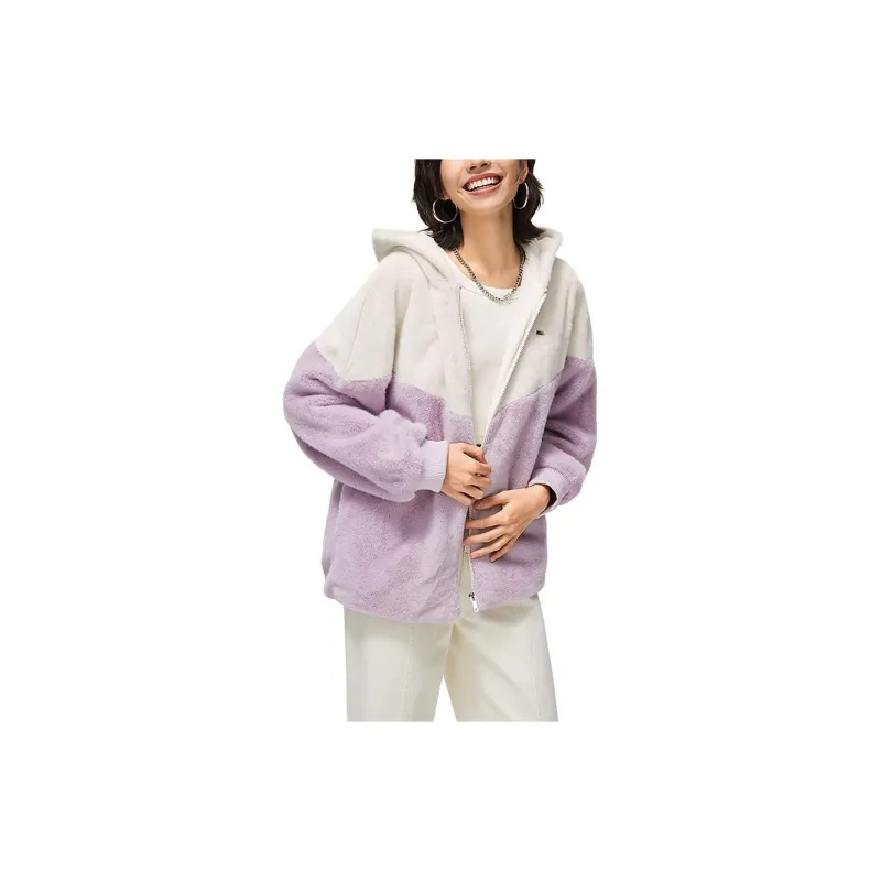 LINING Sports Trend Series Velvet Jackets Women's Ecru Lotus Root Powders Purple Gradient-1