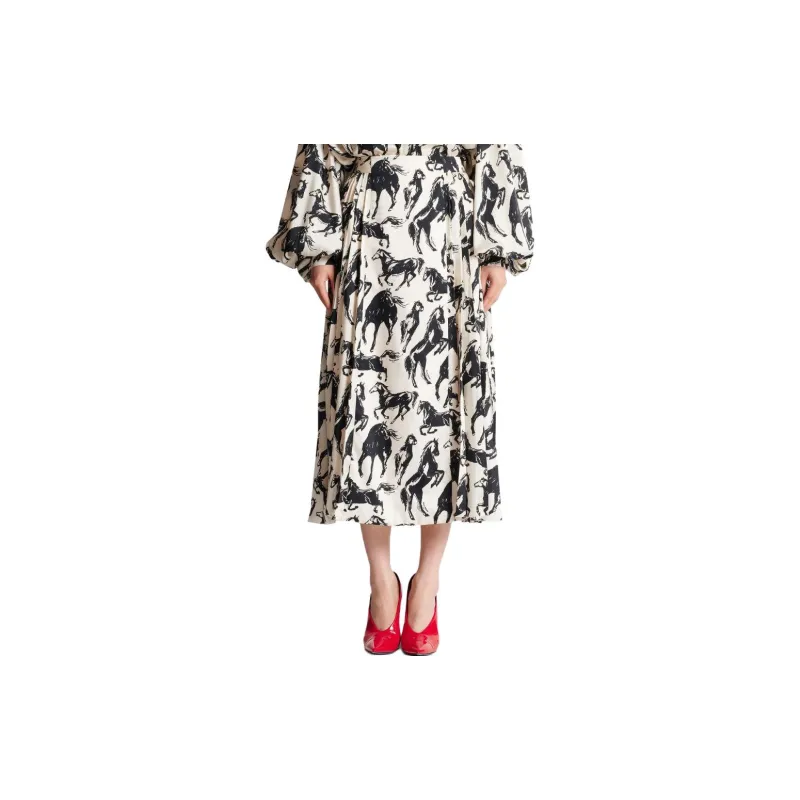 BALMAIN Horse print Pleated Midi Skirt-2