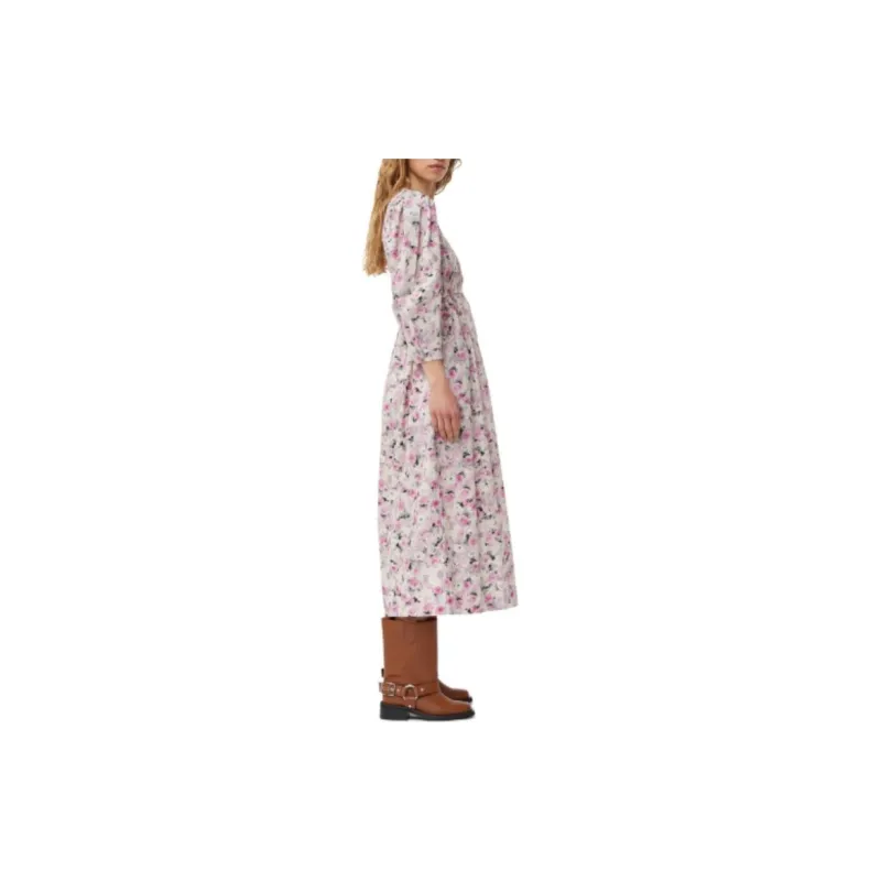 GANNI Floral Printed Square Neck Midi Dress-4