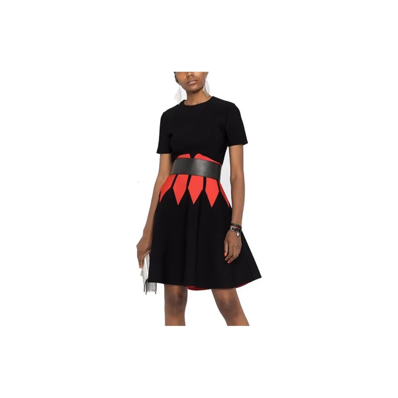 Alexander McQueen Short Sleeved Dress Women's Black-3