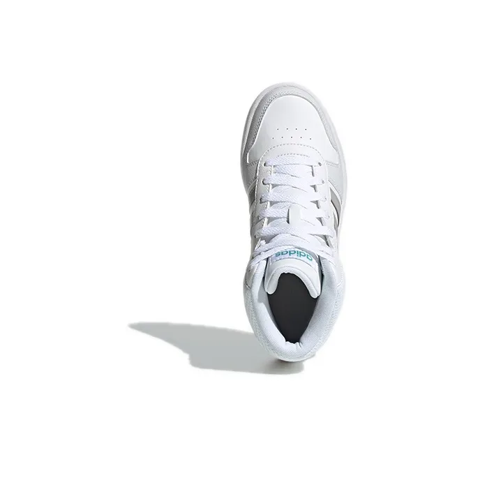 Adidas Neo Hoops 2.0 K Abrasion Resistant Mid Top Skateboard Shoes White Kids'-4