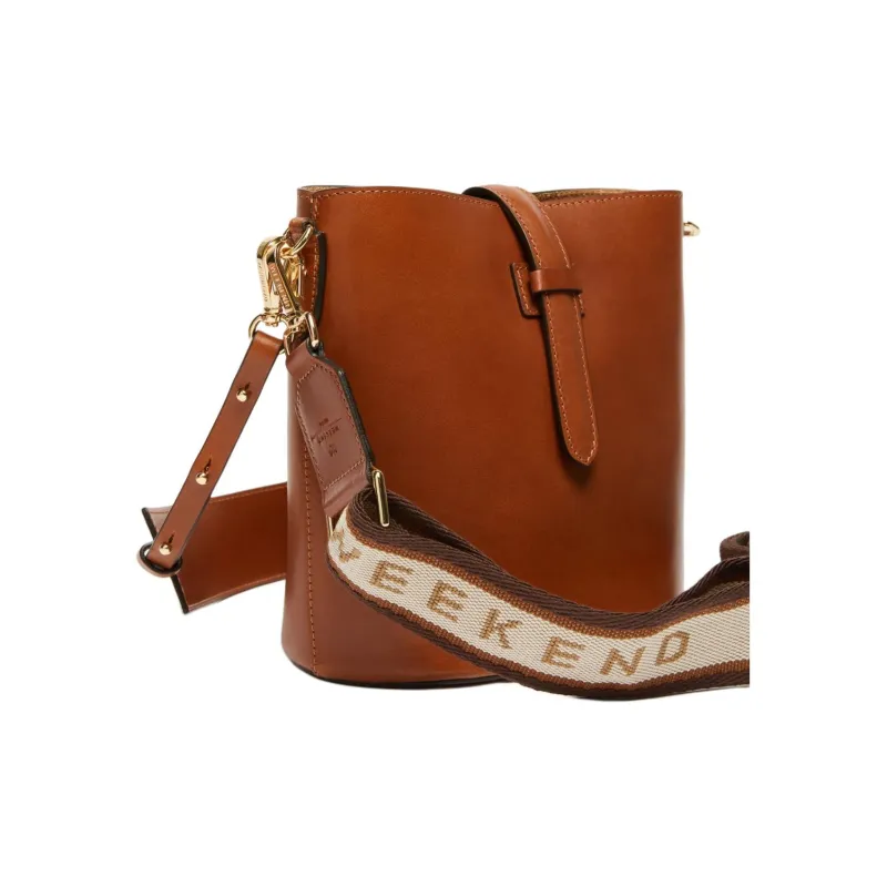MaxMara Tanned Leather Bucket Bags Shoulder Bag Crossbody Bag Small Size Women's Brown-3