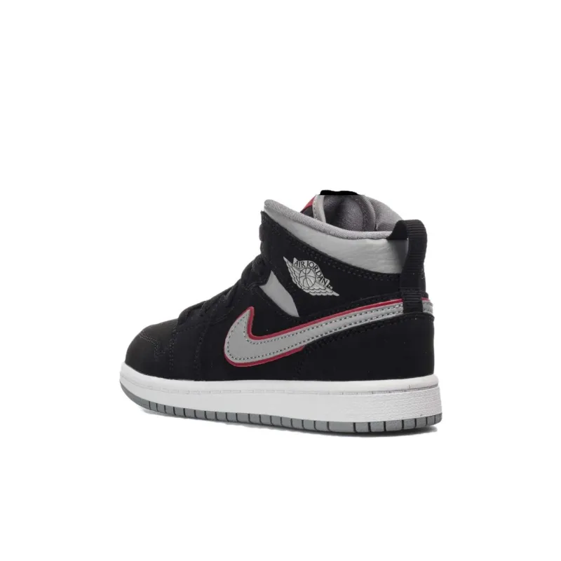 Jordan 1 Mid Black Particle Grey Gym Red PS-3