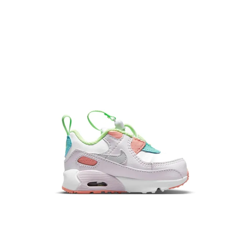 Nike Air Max 90 Toggle Abrasion Resistant Low Top Toddler Shoes White Green Orange Infant And Toddler-1