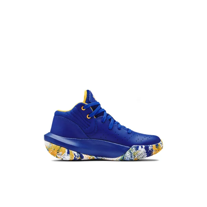 Under Armour Jet '21 Mid-Top Performance Basketball Shoes Blue Children Aged 3-7 Years Old-1