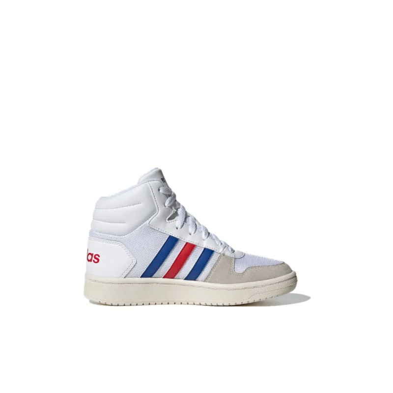 Adidas Neo Hoops 2.0 Mid K Abrasion Resistant Breathable Mid Top Vintage Basketball Shoes White Kids'-1