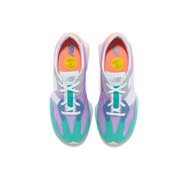 New Balance NB 327 Slip Resistant And Breathable Low Top Running Shoes White Purple Teenagers-3