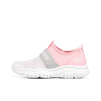 Skechers Go Fle Slip Resistant Cushioning Abrasion Resistant Low Top Kids Lifestyle Shoes White Pink Teenagers