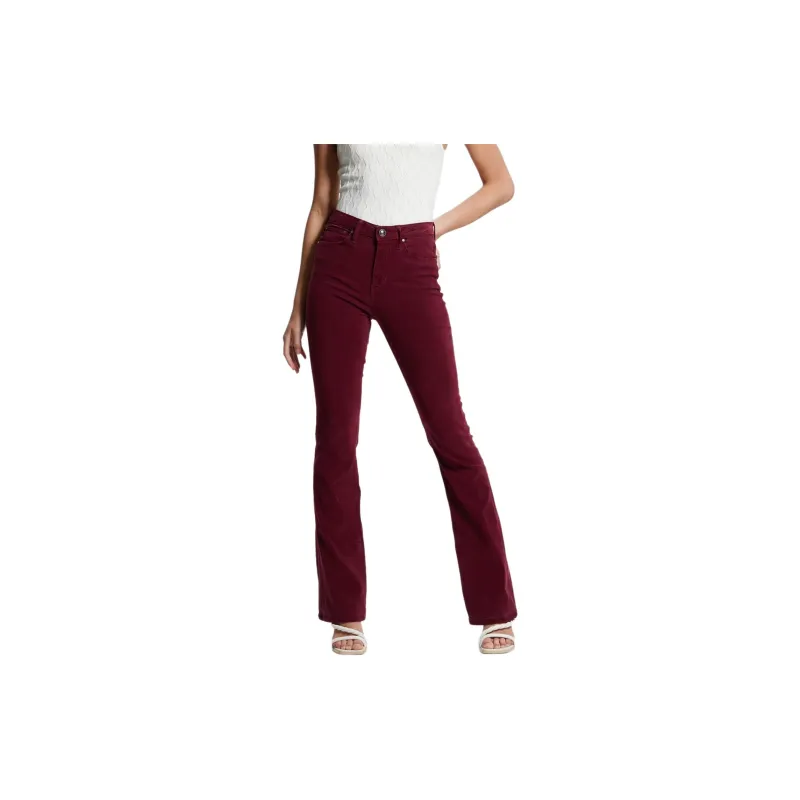 GUESS Eco Sexy Flare Velvet Pants Jeans Women's Burgundy-3