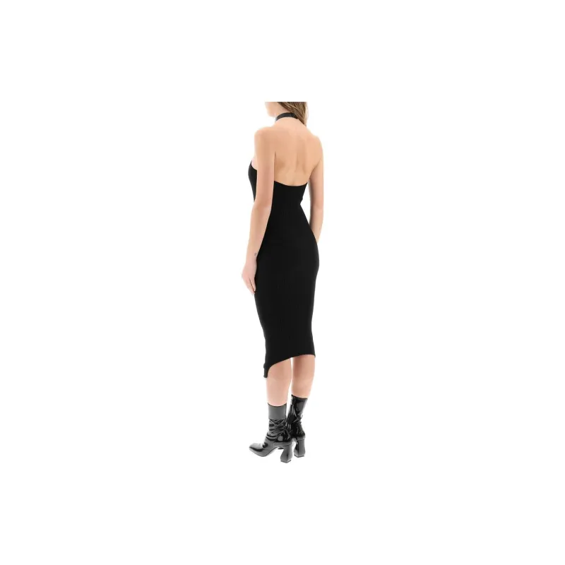 COURREGES Rib Knit Suspender Dress 'Black'-2