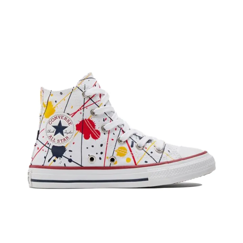Converse Chuck Taylor All Star Anti Slip Wear Resistant High Top Kids Canvas Shoes White Multicolor Teenagers-1