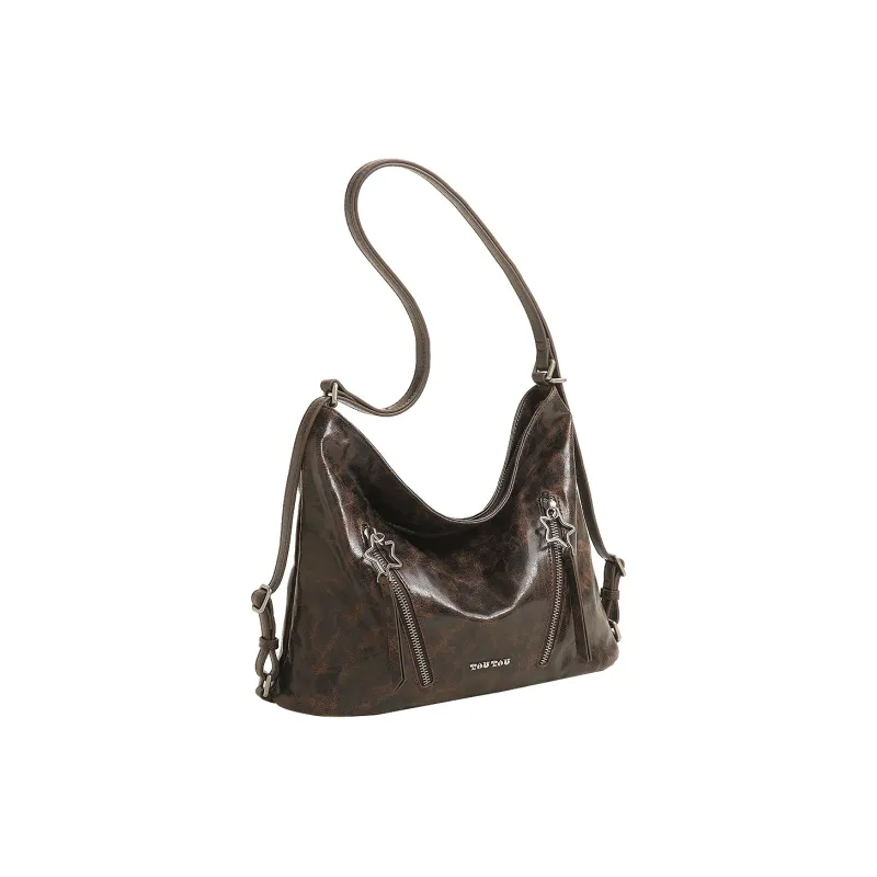 TOUTOU PU Shoulder Bag Large Size Women's Chocolate Umber-1