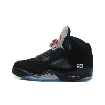 Jordan Air Jordan 5 Retro Black Metallic Silver Mid Top Children's Basketball Shoes Black Silver Teenagers