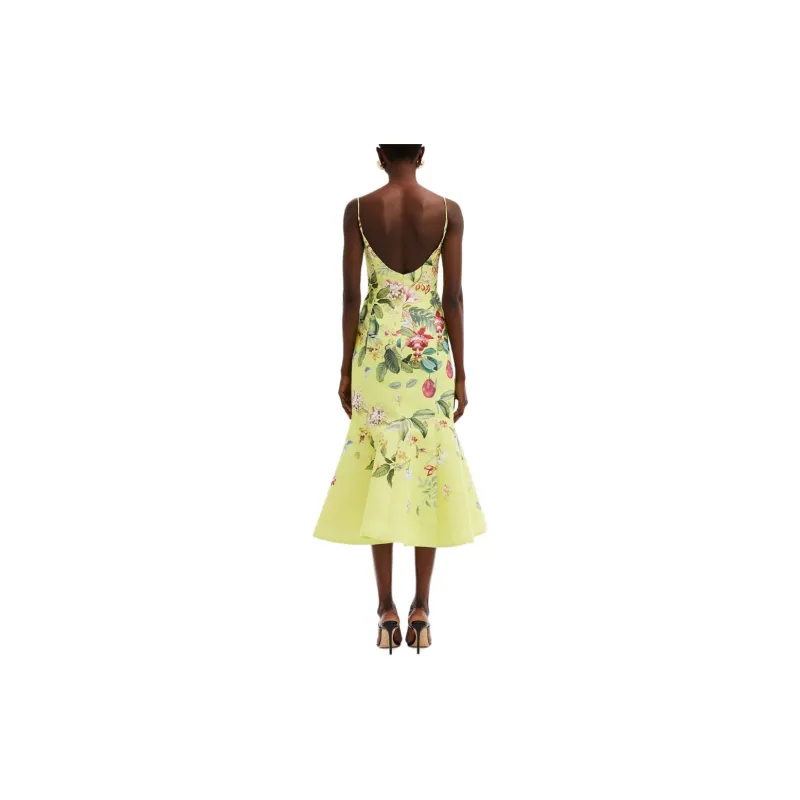 OSCAR DE LA RENTA Degrade Flora & Fauna Midi Dress-2