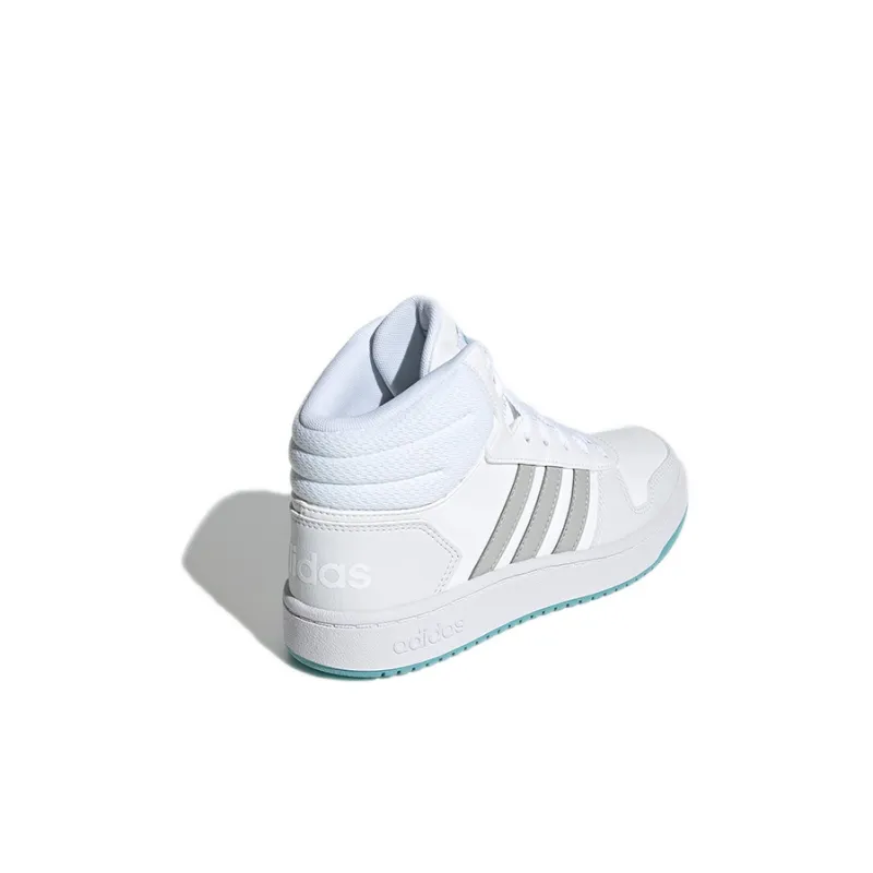 Adidas Neo Hoops 2.0 K Abrasion Resistant Mid Top Skateboard Shoes White Kids'-3